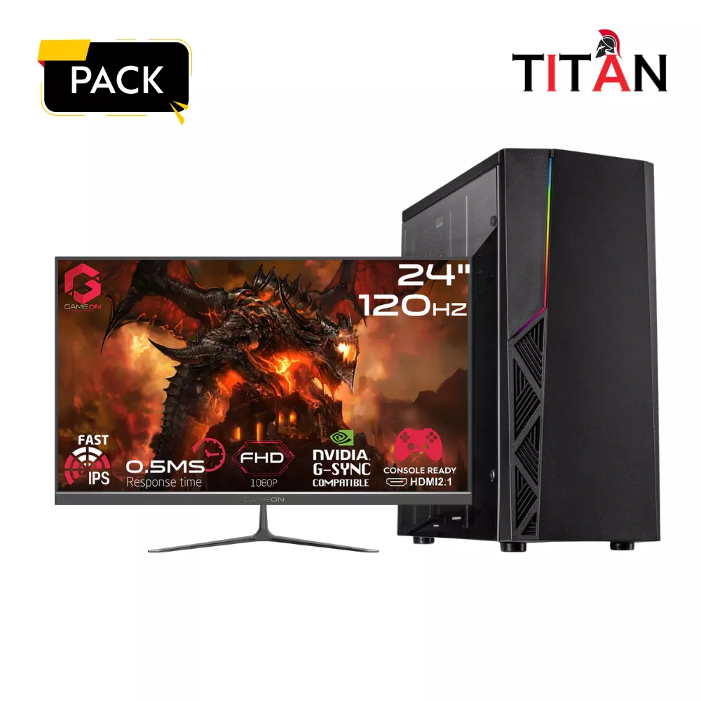Pc Gamer TITAN PK02B R5 3400G|8GB|Ecran 24